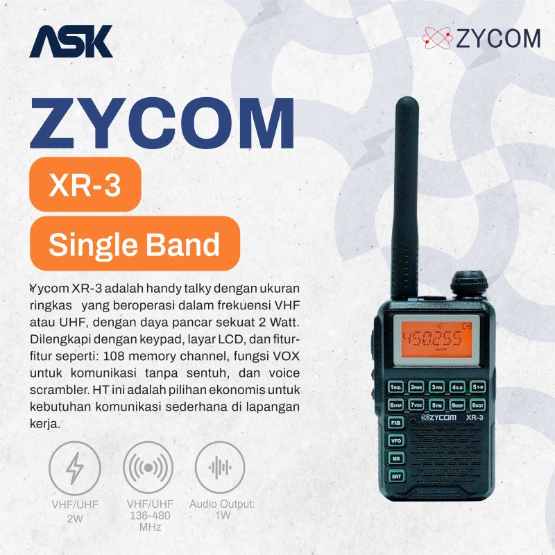 Handy Talky XR-3 ZYCOM / HT XR 3 ZYCOM Single Band