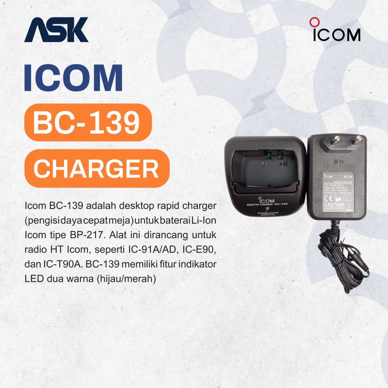 Rapid Charger Handy Talky BC-139 ICOM / Charger HT BC139 ICOM