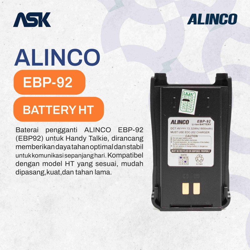 Alinco Baterai HT Original EBP-92 / EBP92