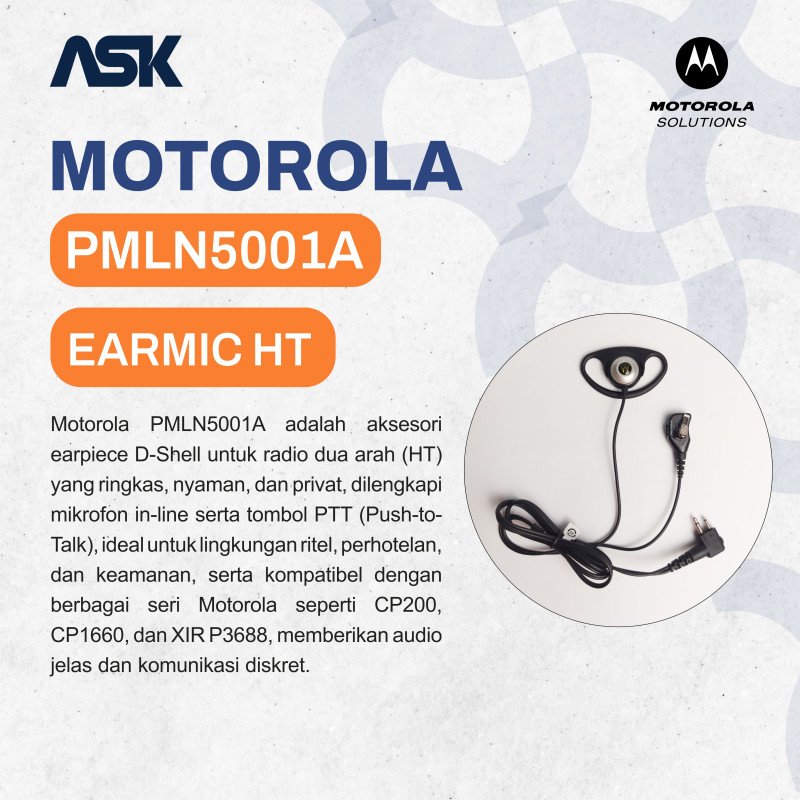 Earmic Handy Talky PMLN5001A MOTOROLA / Ear mic HT PMLN 5001A MOTOROLA