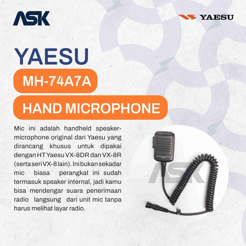 HANDMIC YAESU MH-74A7A - VX8DR / MIC MH74 MH 74 MH74A7A