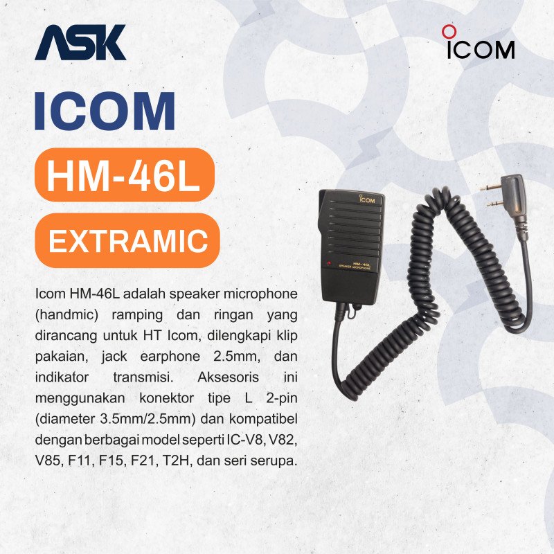 Hand Microphone Handy Talky HM-46L ICOM / HandMic HT HM46L