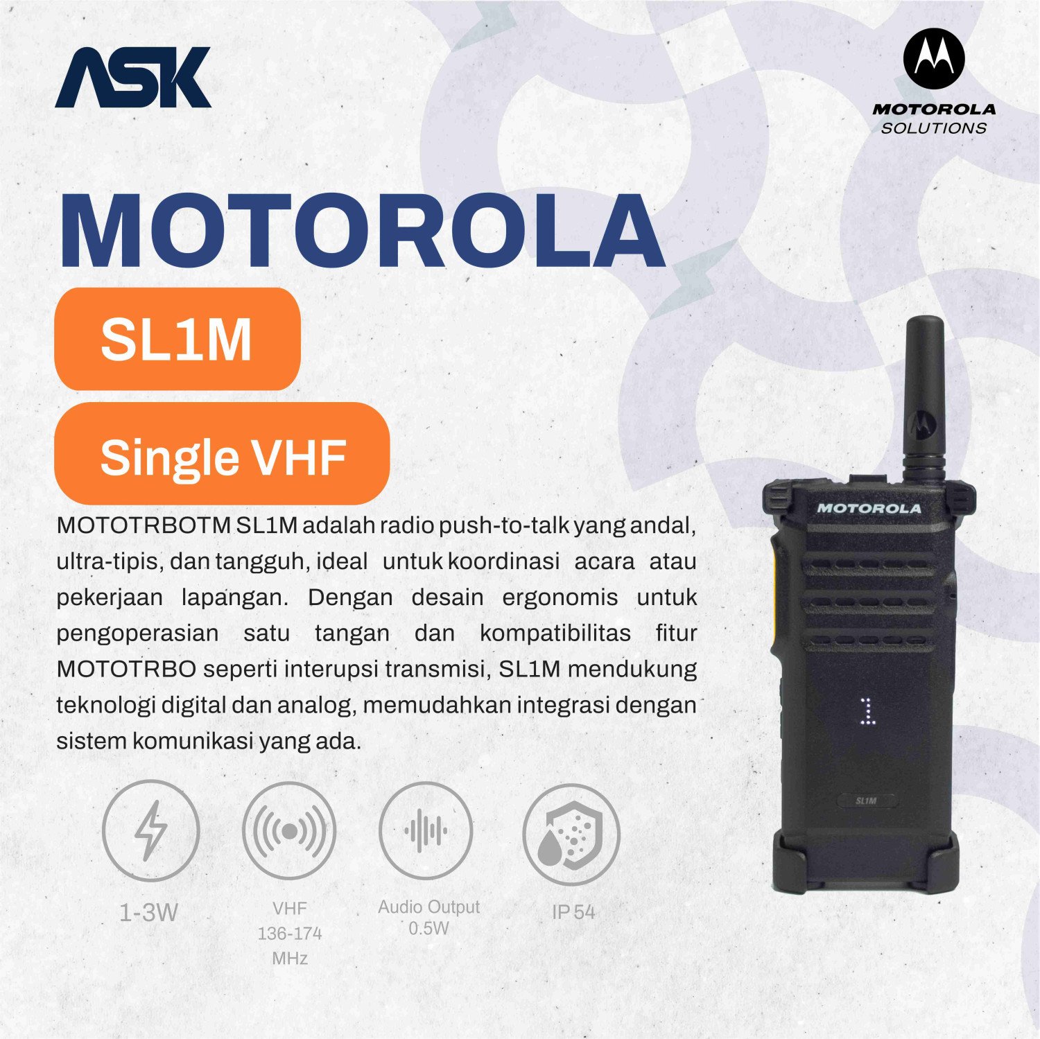 Handy Talky SL1M MOTOROLA / HT SL1M MOTOROLA