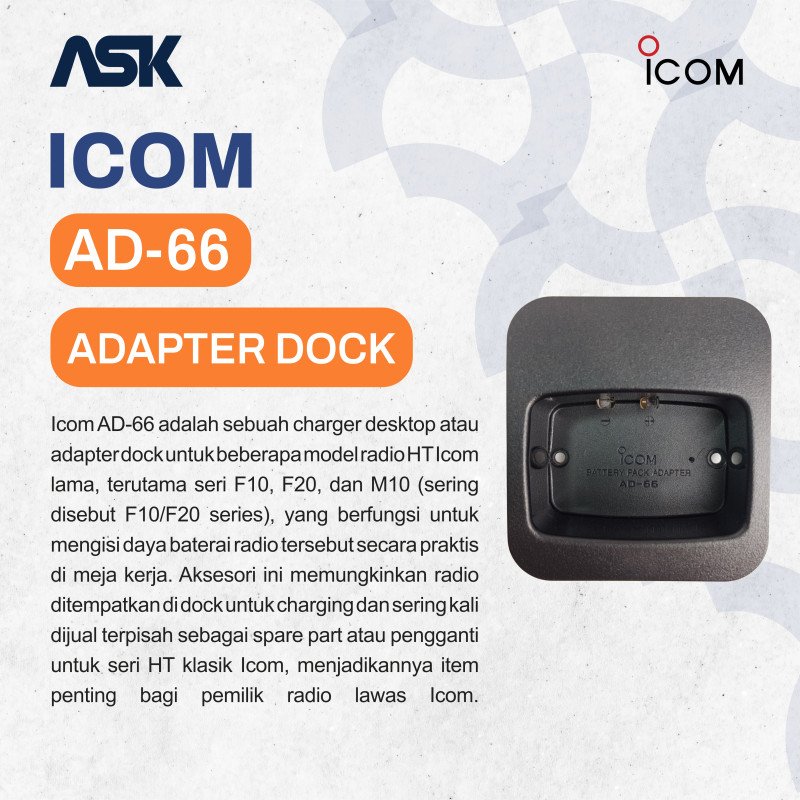Desktop Charger Adaptor AD-66 ICOM / Docking Cup AD66