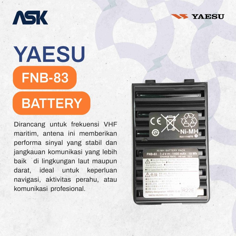 BATTERY HT YAESU Tipe FNB-83 / BATERAI FNB 83 YAESU / FNB83