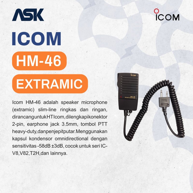 Hand Microphone Handy Talky HM-46A ICOM / HandMic HT HM46A