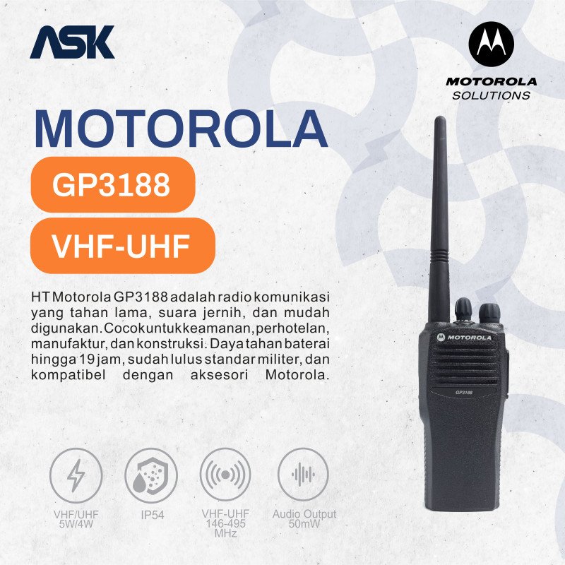 Handy Talky GP3188 MOTOROLA / HT GP 3188 | UHF 403-440MHZ