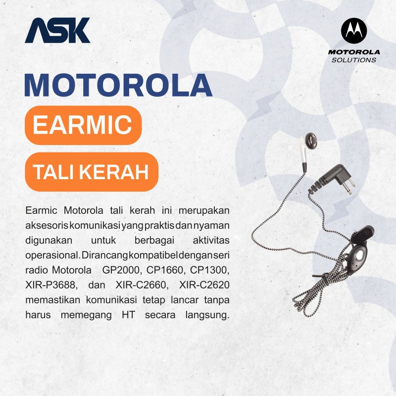 Earmic Tali Kerah MOTOROLA GP2000 / Ear mic Tali Kerah GP 2000