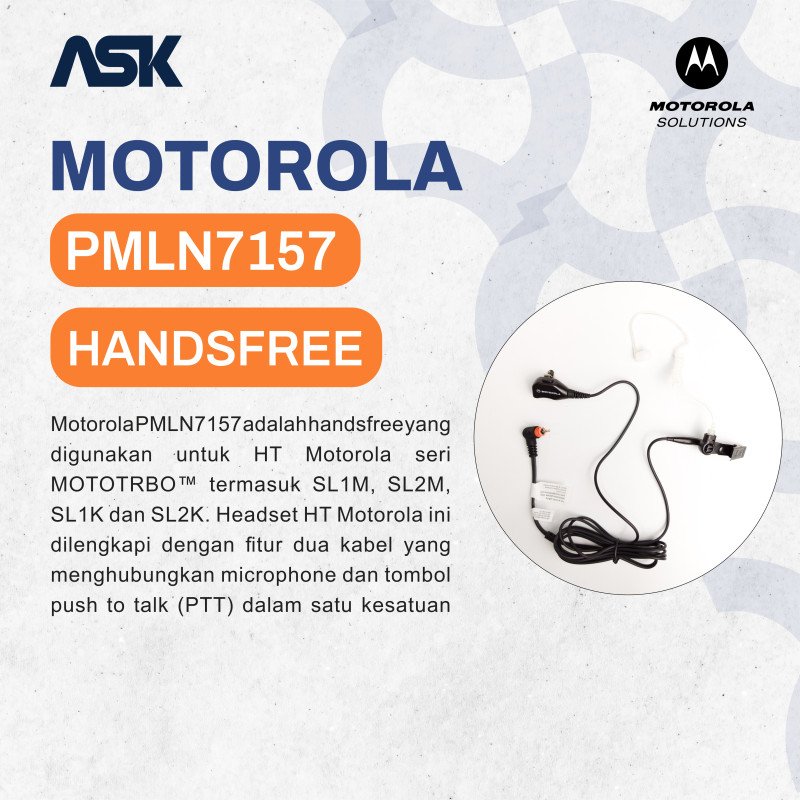 Earmic Handy Talky PMLN7157 MOTOROLA / Ear Mic HT PMLN7157 MOTOROLA
