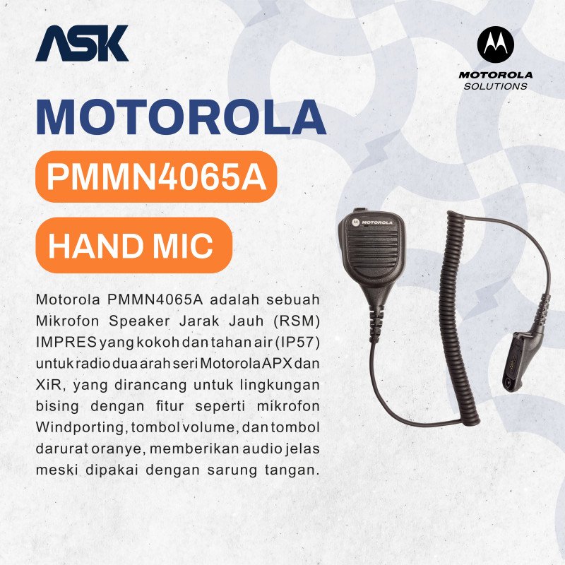 HandMic Handy Talky PMMN4065A MOTOROLA / Extra Mic HT PMNN 4065A MOTOROLA