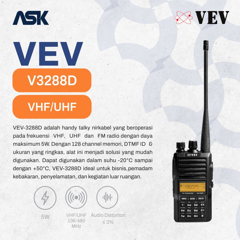 Handy Talky V3288D VEV / HT V 3288D Single Band