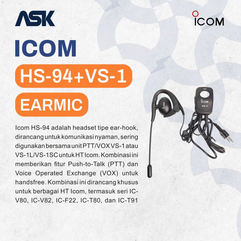 Headset Handy Talky HS-94 + VS-1 / Head set HT HS94 + VS1