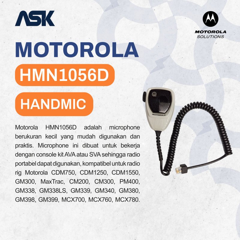 HandMic Radio Mobile HMN1056 MOTOROLA / Hand Mic Radio Mobil HMN 1056 MOTOROLA