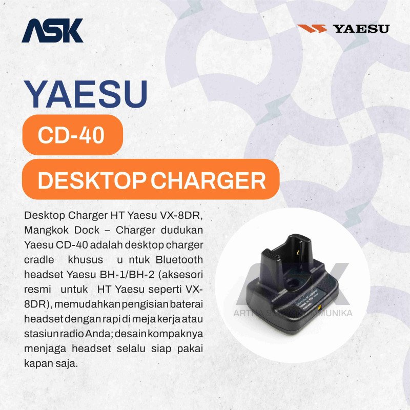 DESKTOP CHARGER YAESU CD-40 FOR MIC BLUETOOTH VX8DR / CD40 CD 40