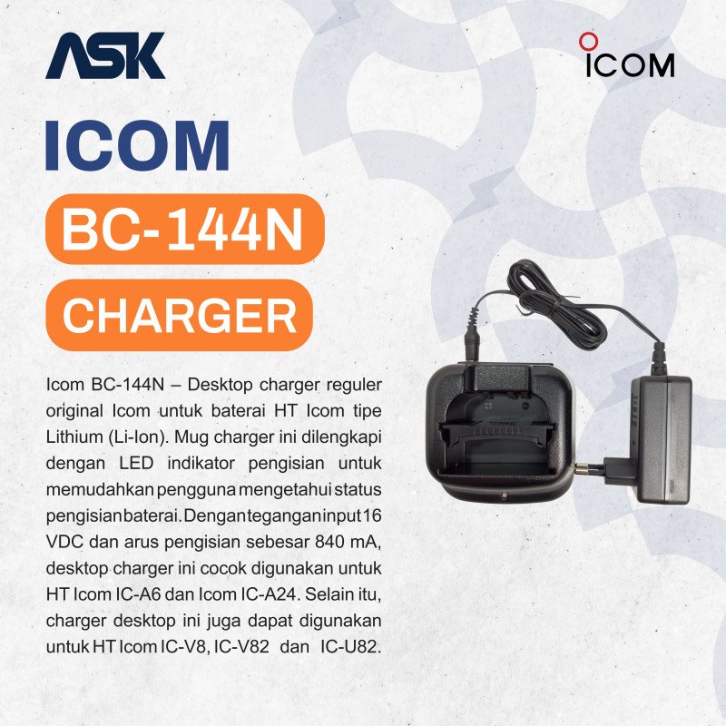 Charger Handy Talky BC-144N ICOM / Chg HT BC144N ICOM