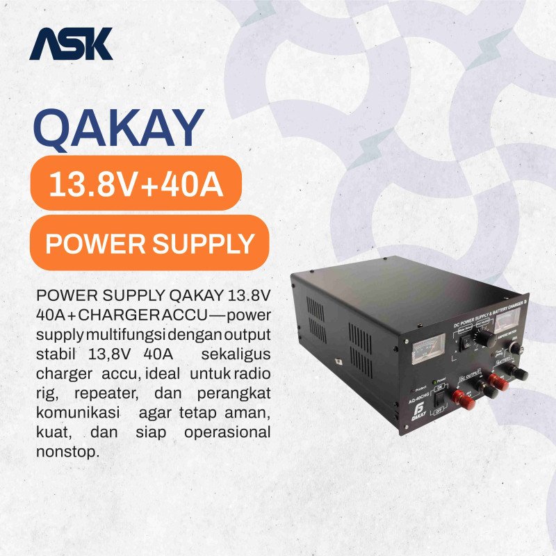 POWER SUPLY QAKAY 13.8V40A+CHARGER ACCU POWER SUPPLY 13,8V 40A + CHARGER ACCU QAKAI