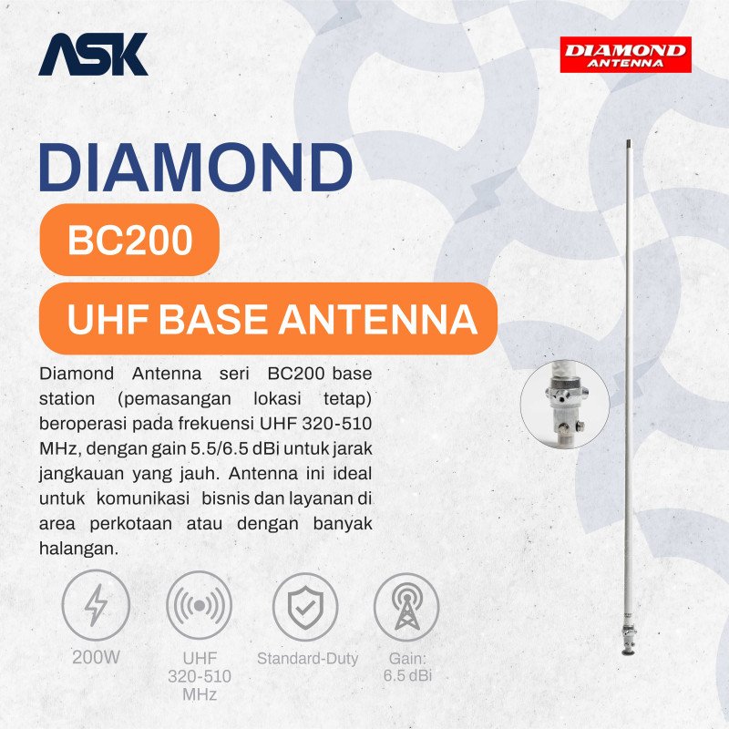 Base Station Antena DIAMOND - BC200U | UHF 450-510MHz