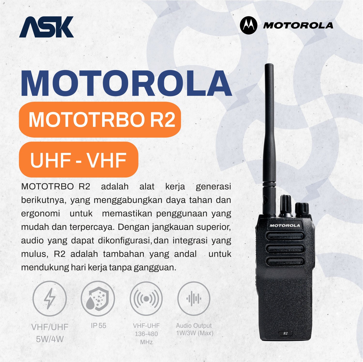 Handy Talky Motorola - HT Motrola R2 VHF/UHF