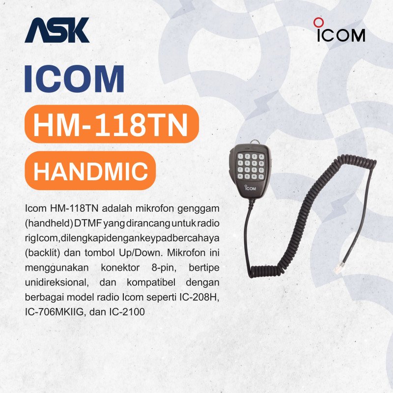 HandMic Radio Mobile HM-118TN ICOM / Hand Mic HM118TN ICOM