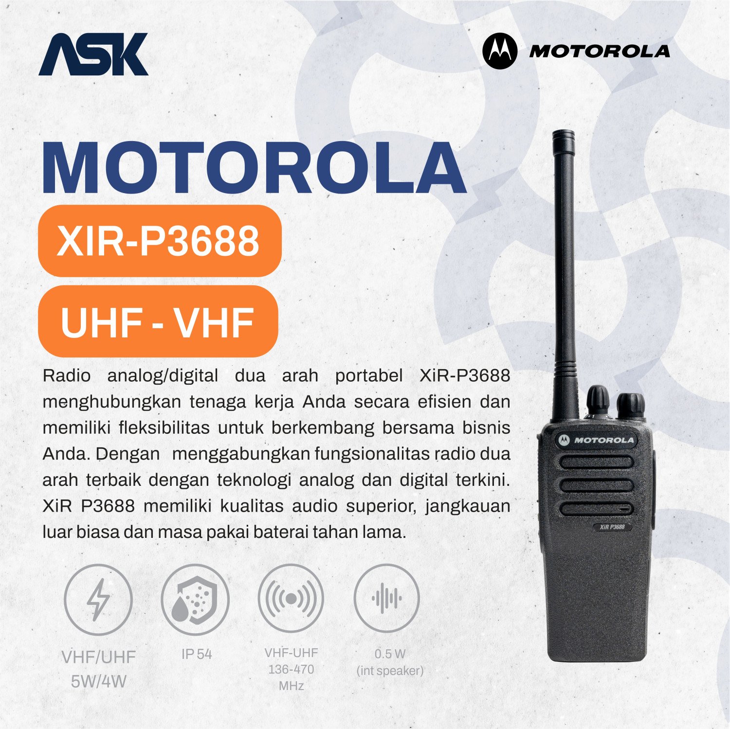 Handy Talky Motorola - XiR-P3688 / HT XiR P3688