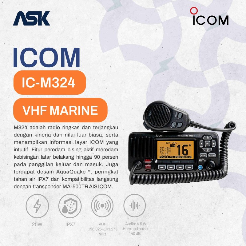 Mobile Radio  ICOM -  IC-M324 Marine | VHF  156.050–163.275 MHz