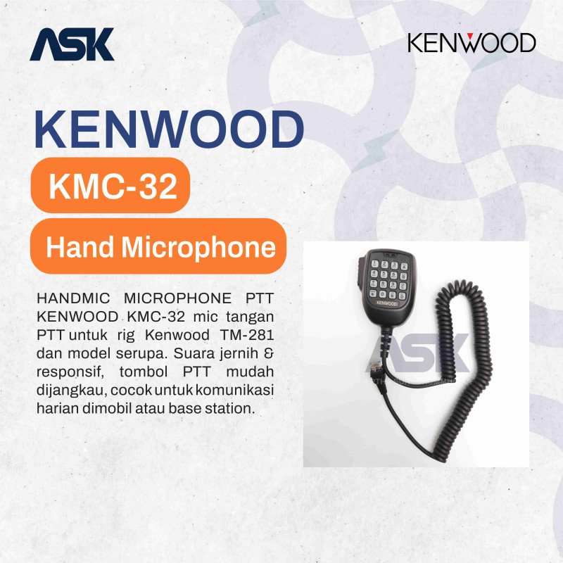 KENWOOD HANDMIC MICROPHONE PTT KMC-32 untuk TM281 KMC 32