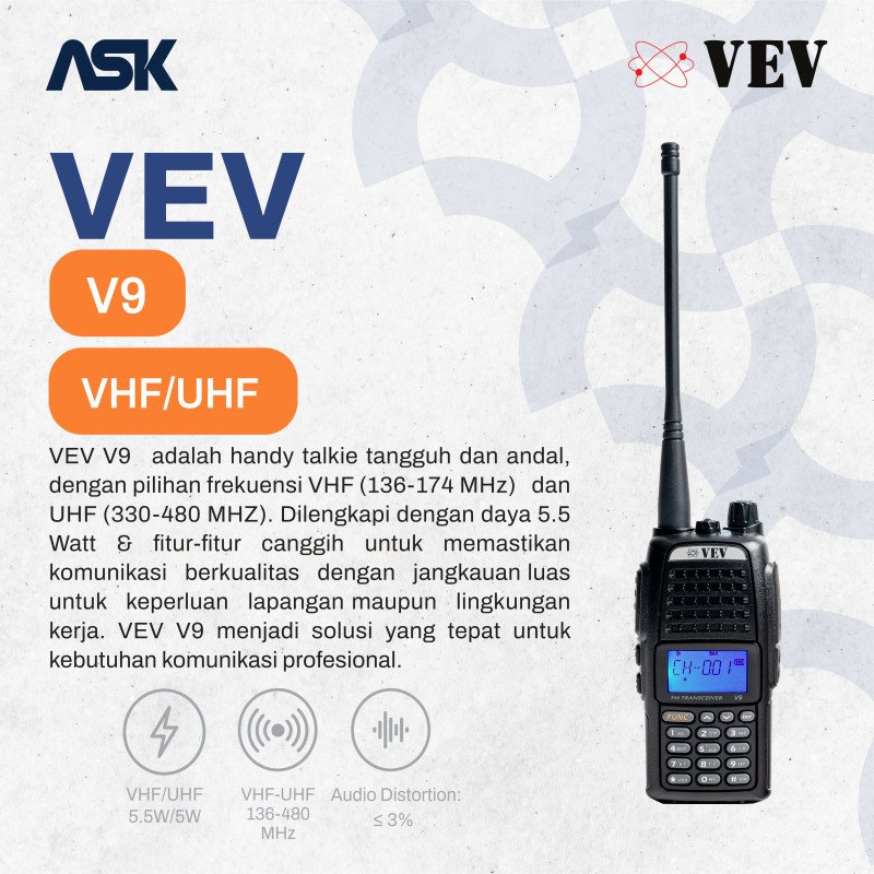 Handy Talky V9 Plus VEV / HT V 9 Plus VEV